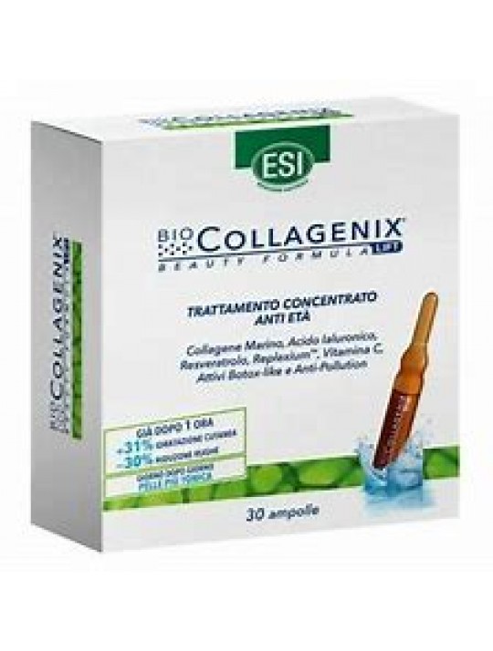 BIO COLLAGENIX 30 ampolle, trattamento viso concentrato anti età -con Collagene, Acido Ialuronico, Resveratrolo, Attivi Botox-like e Vitamina C
